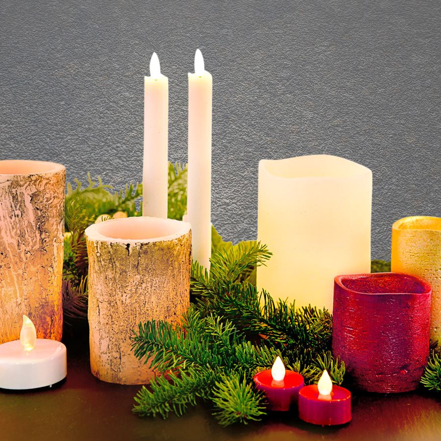 LED Wachs-Tischkerze mit Timer und Fernbedienung 2er-Set