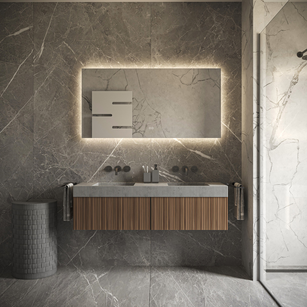 Hipp Design Phantom rechthoekige spiegel met verlichting en verwarming 100x70cm