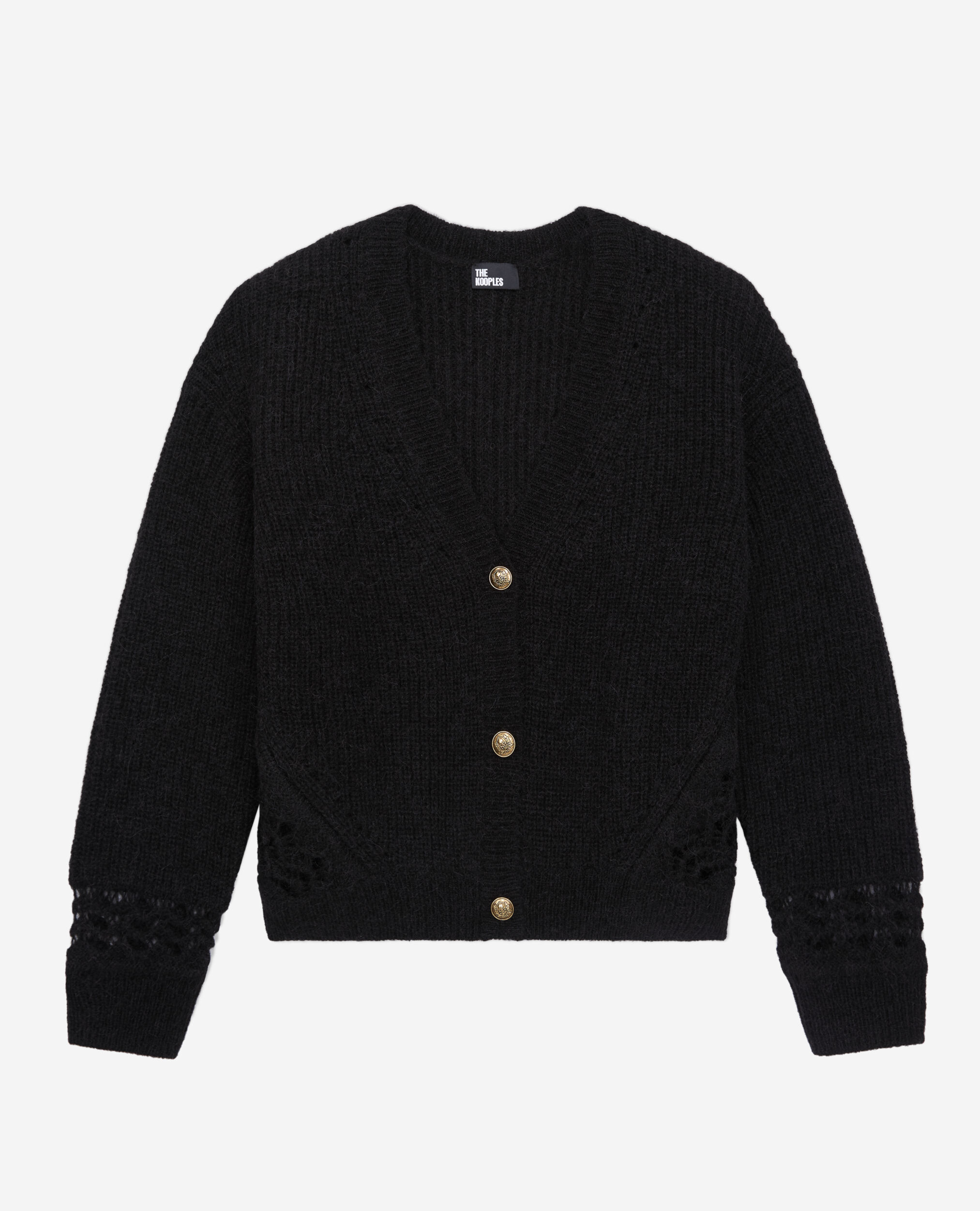 Cardigan noir en laine mélangée