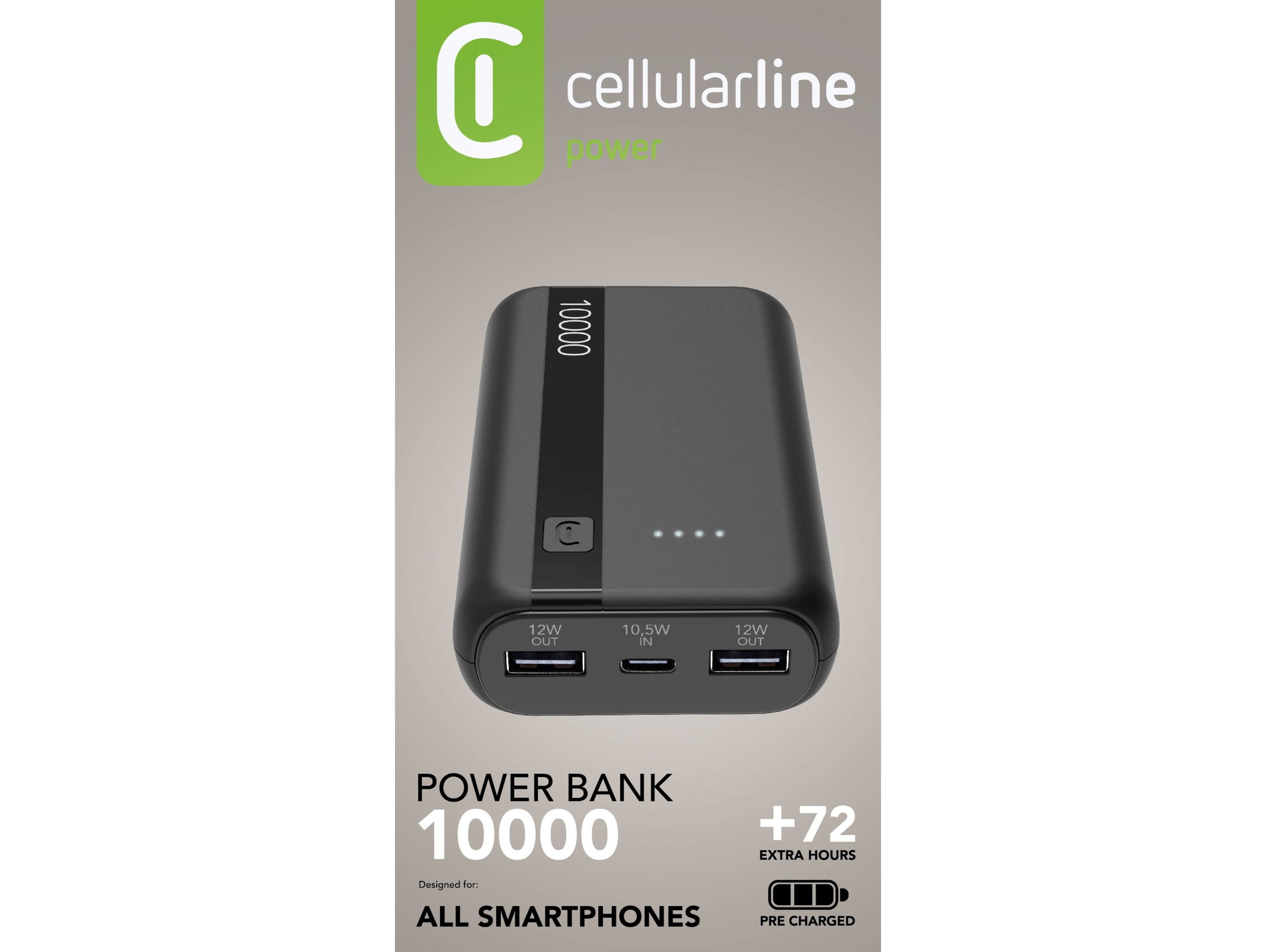 POWERBANK CELLULARLINE ENTRY PRETO 10000 MAH