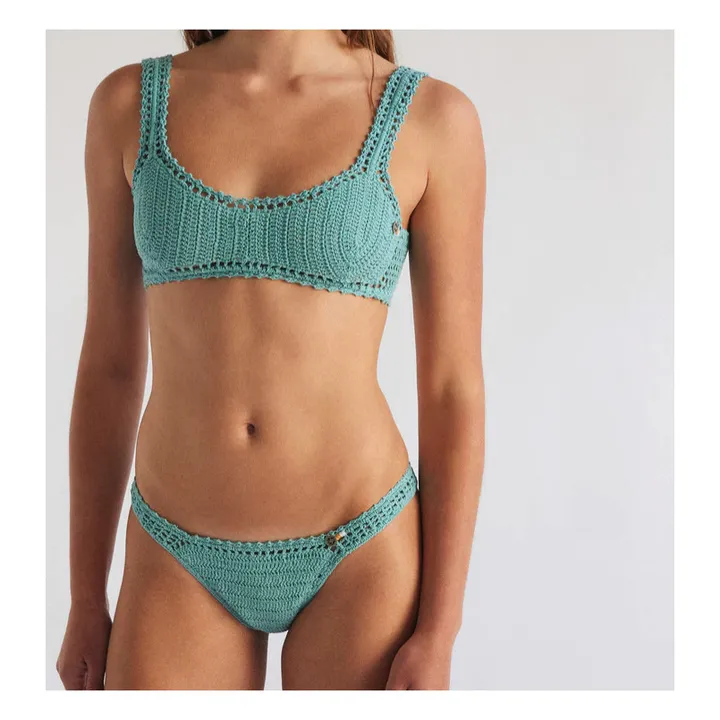She Made Me Bas de Maillot Essential Classic Crochet | Vert d'eau
