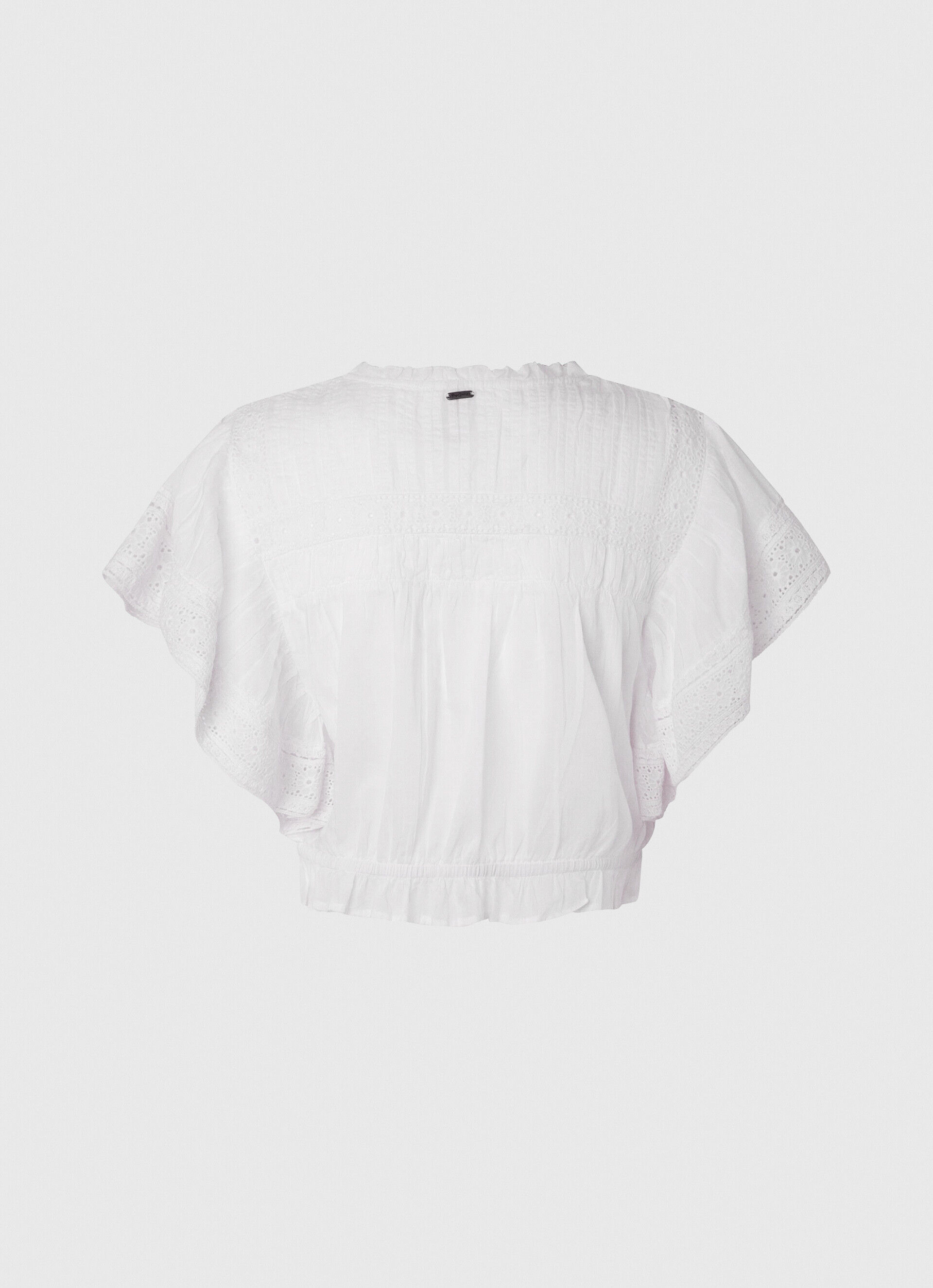 Blusa de algodão com detalhes vazados - branca