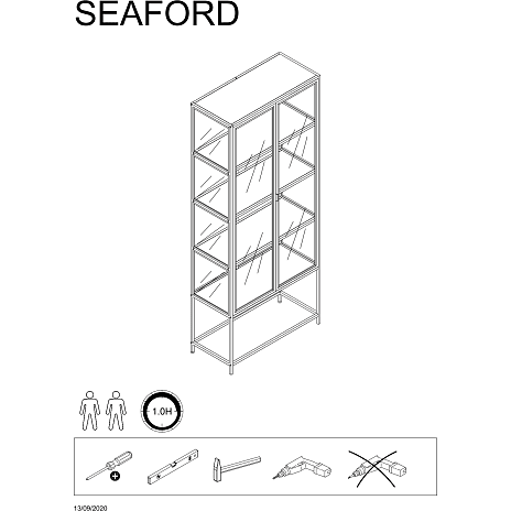 Seaford vitrineskab - sort