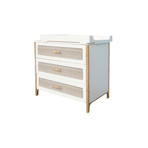 Chambre TRIO Lit 60x120 Commode Armoire OCEANIA Neige - THEO