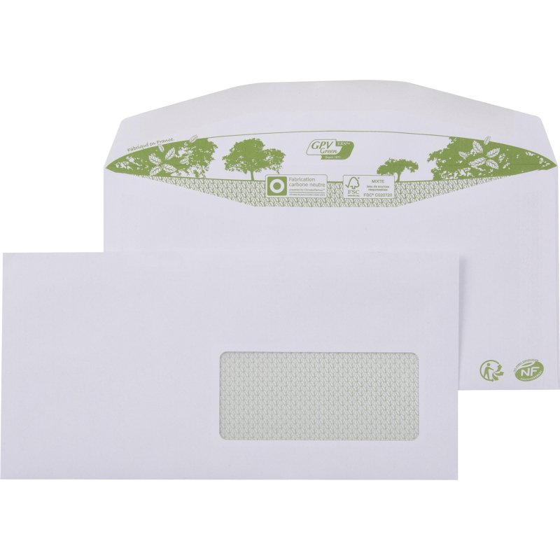 Enveloppe pour mise sous-pli automatique 114 x 229mm ERAPURE 80 g à fenêtre 45x100 patte gommée - Boîte de 1000
