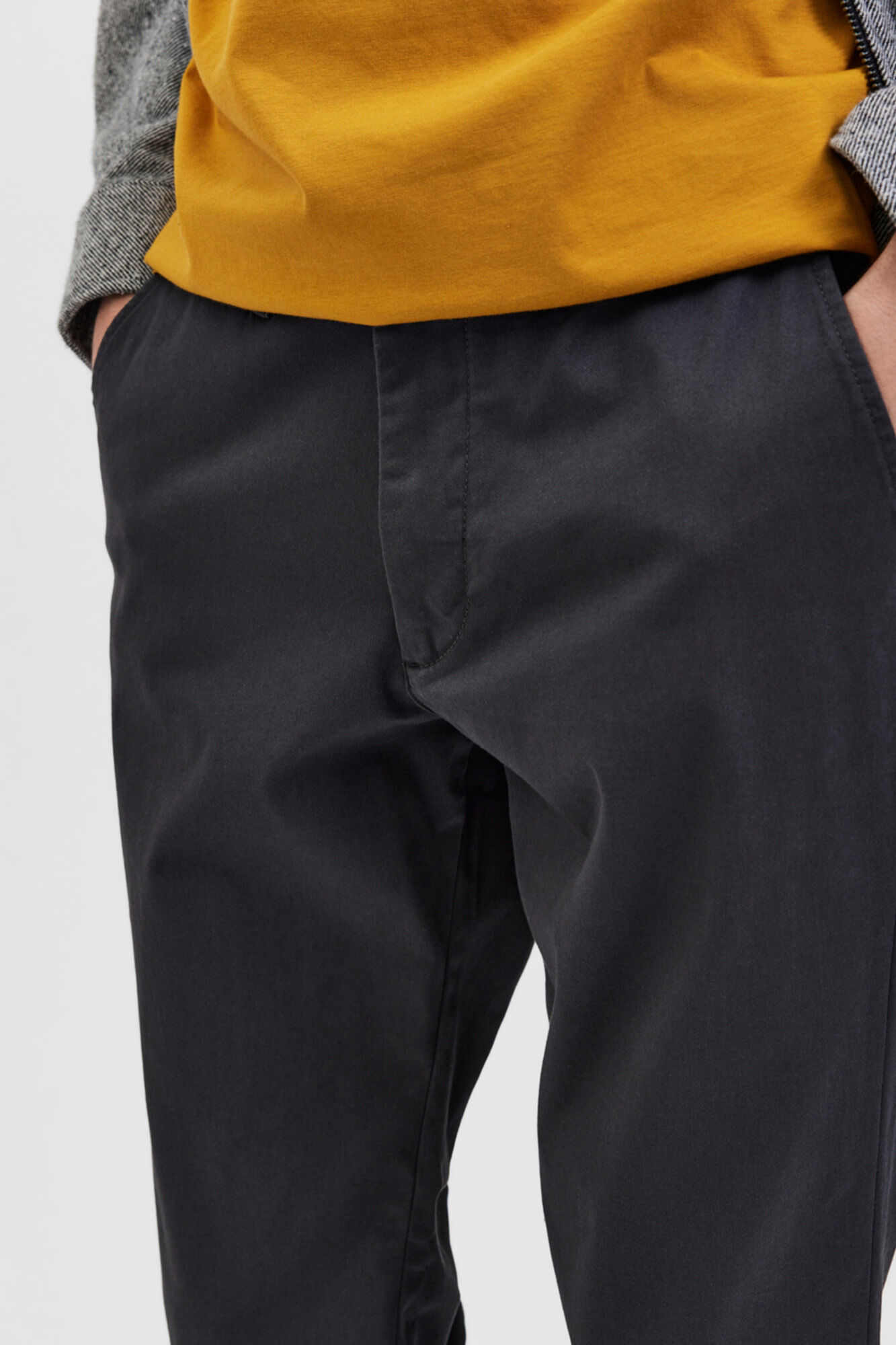 Calça chino comprida slim fit - cinza