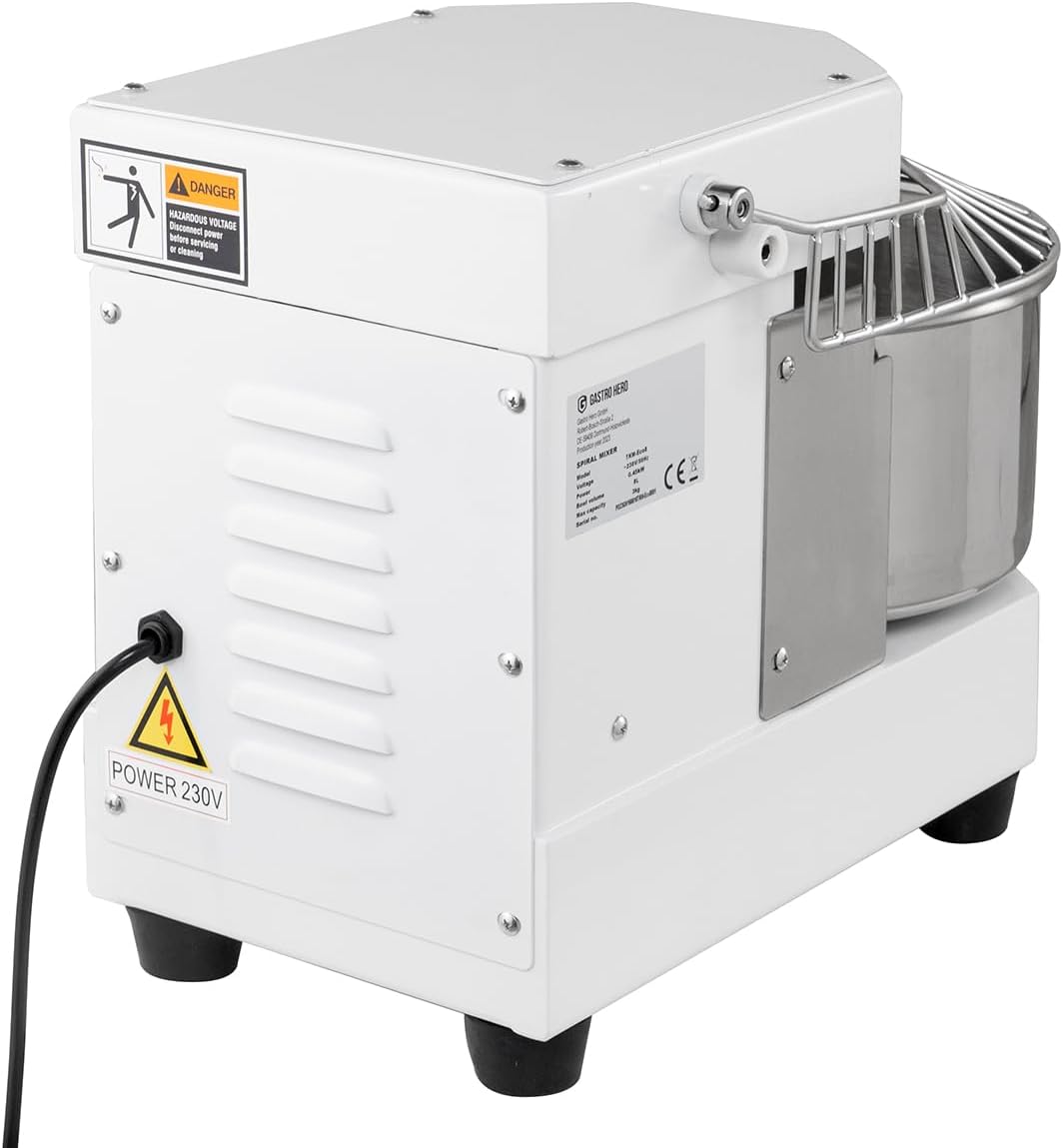 Teigknetmaschine 8 L I Knetmaschine Pizzateig für Gastronomie I Spiralteigmaschine mit Timer I Knetmaschine Brotteig I Teigrührmaschine