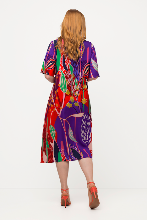 Midikleid, Lyocell, A-Linie, V-Ausschnitt, Halbarm