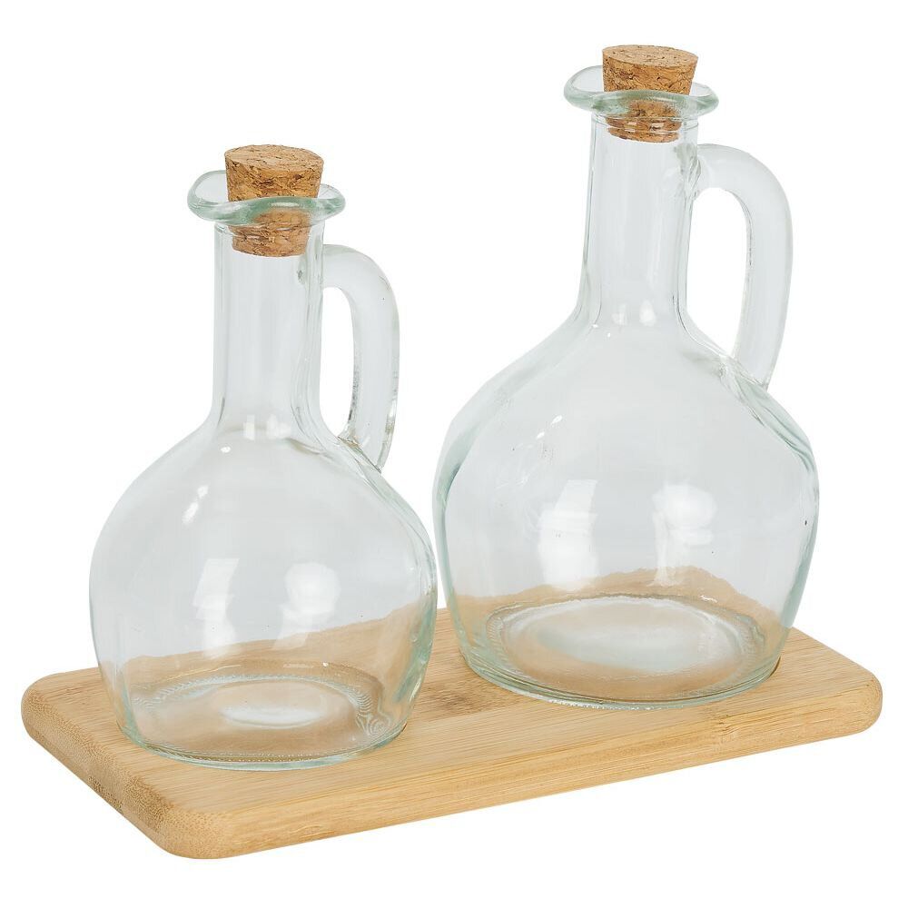 Set huilier et vinaigrier en verre et bouchon bambou