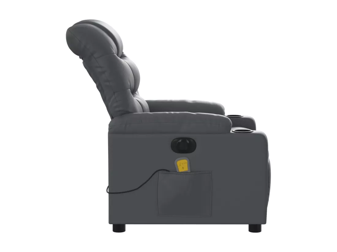 Fauteuil massant inclinable électrique gris similicuir
