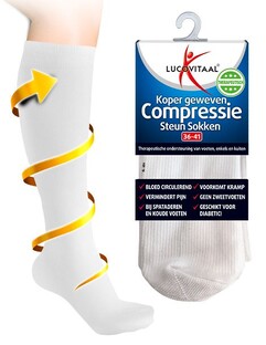 Lucovitaal Koper Geweven Compressie Steun Sokken Wit 42-47 1PR
