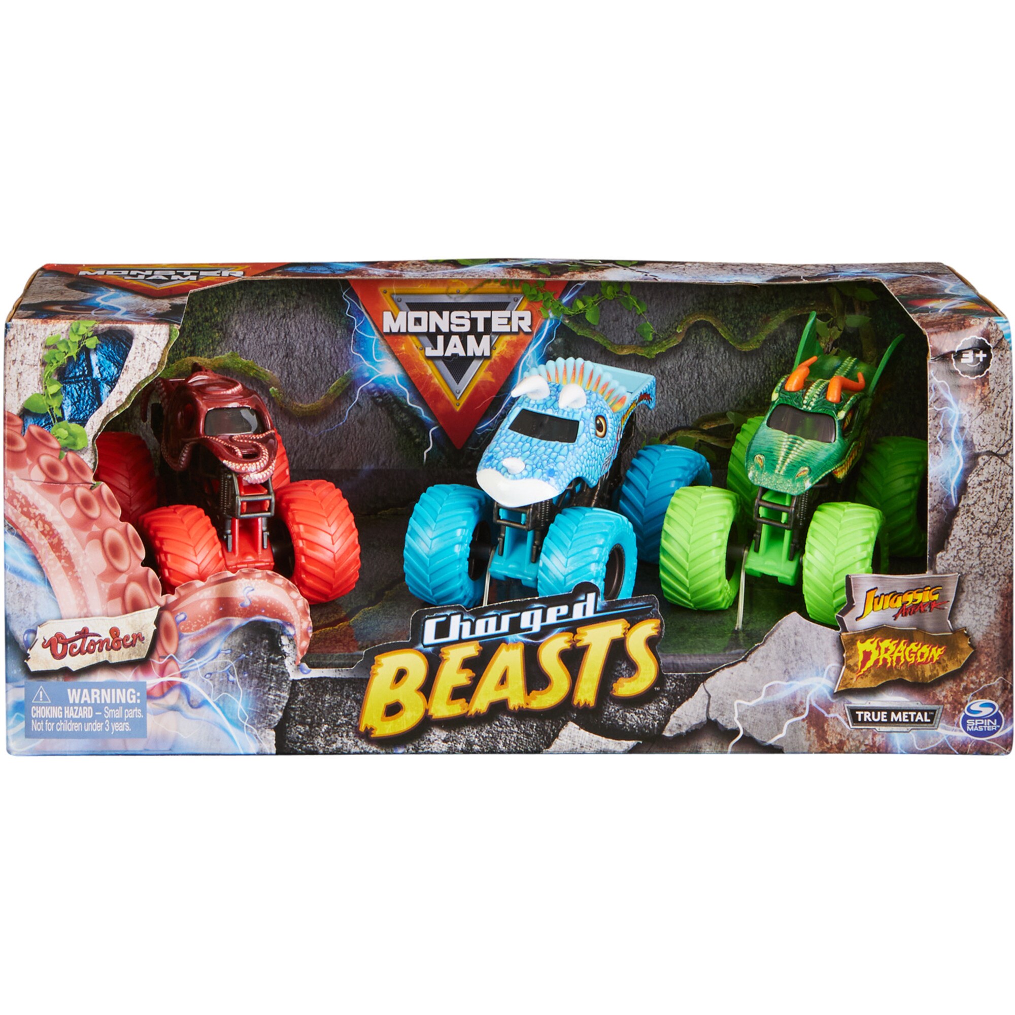 Spin Master Spielfahrzeug Monster Jam Charged Beasts 3er-Pack