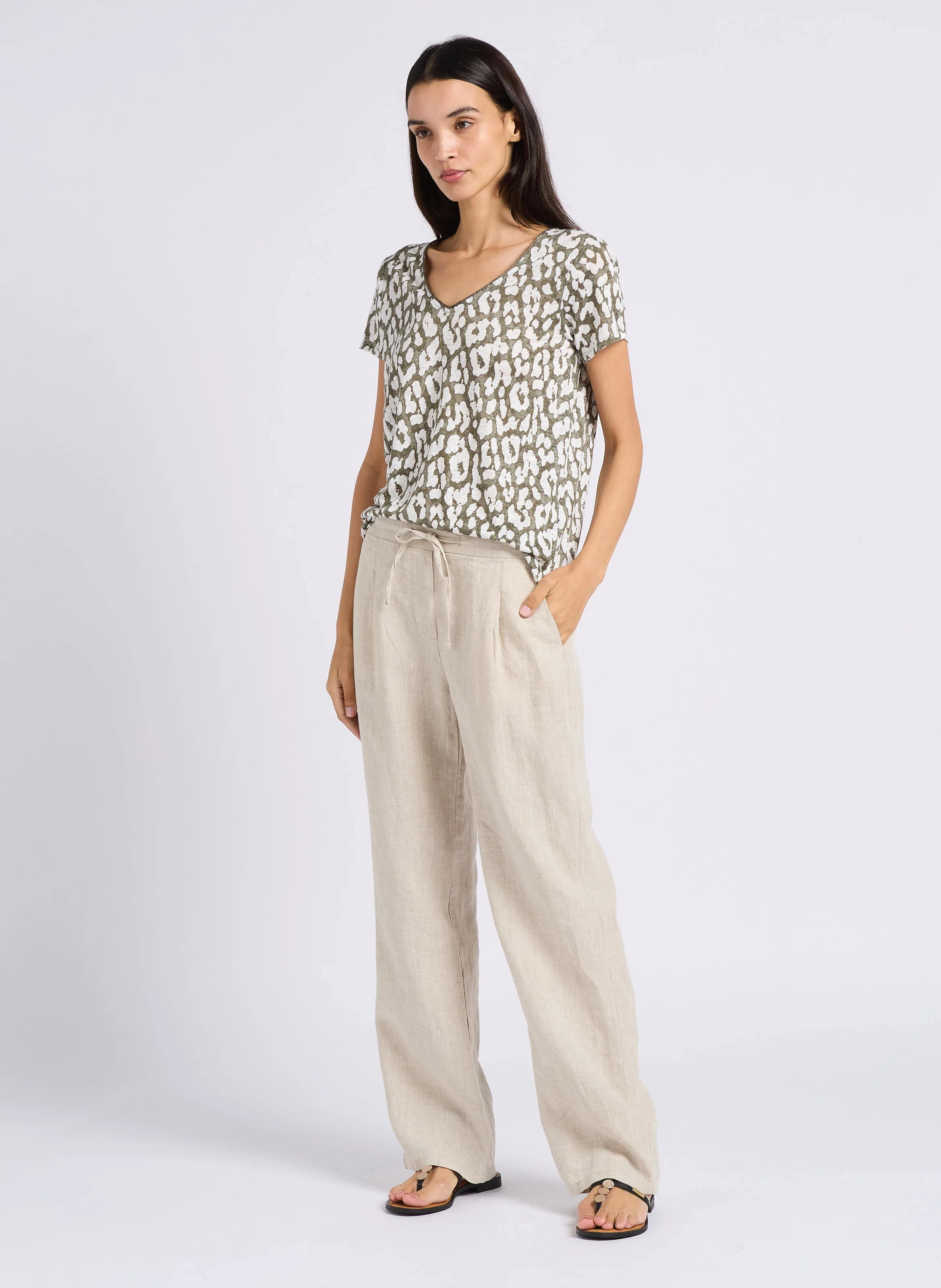 HORELIA - Sandales plates en cuir | Blanc