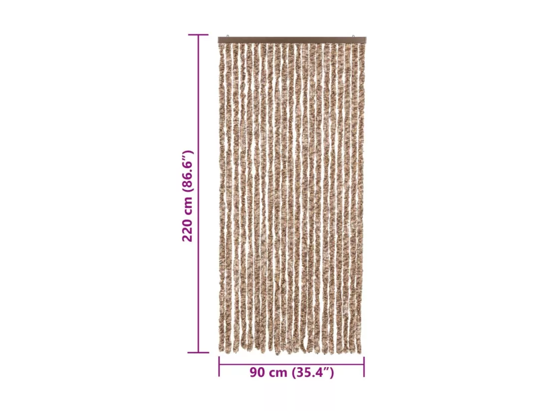 Rideau anti-mouches beige et marron foncé 90x220 cm chenille