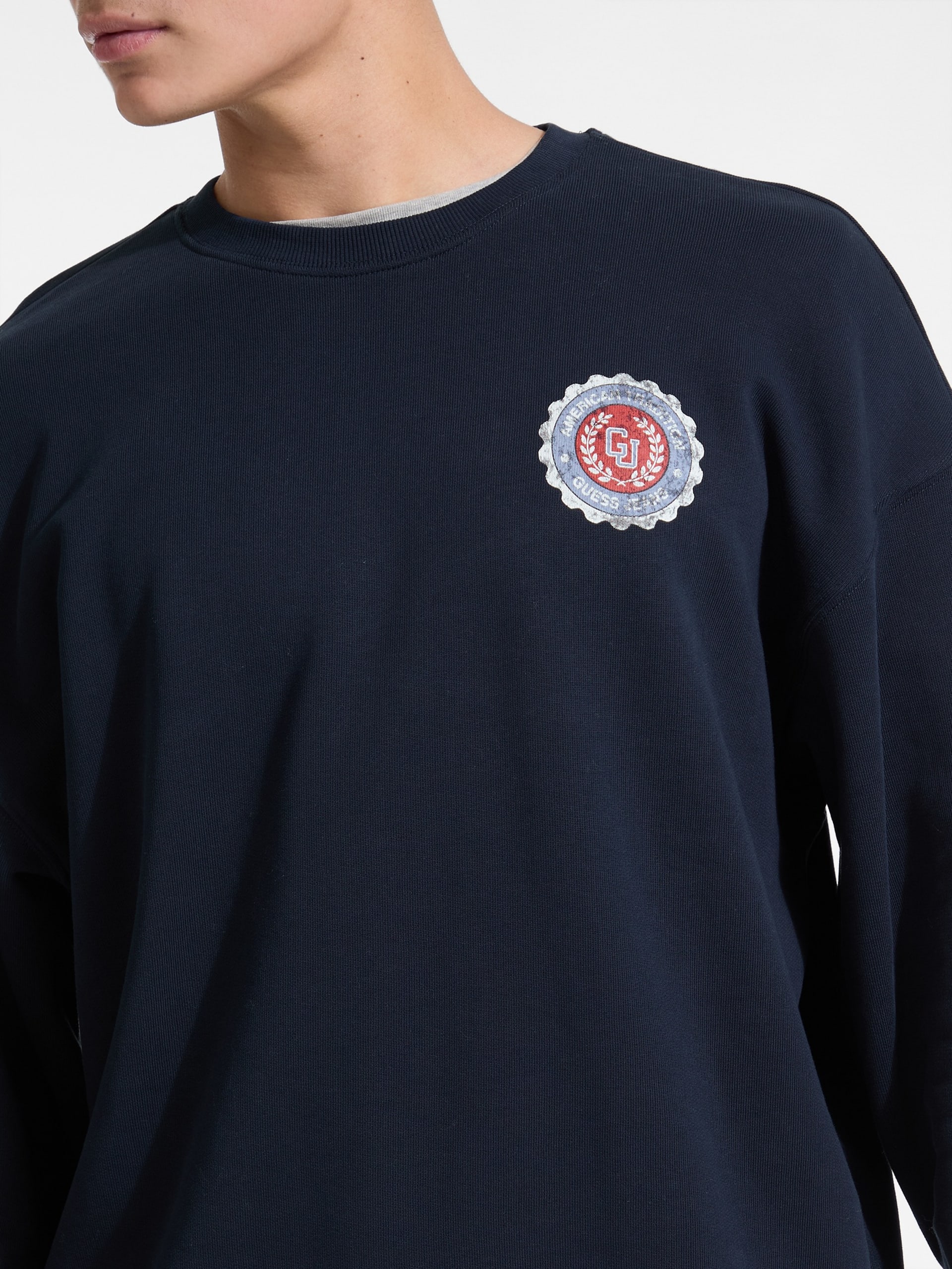 Moletom gola redonda com logo universitário