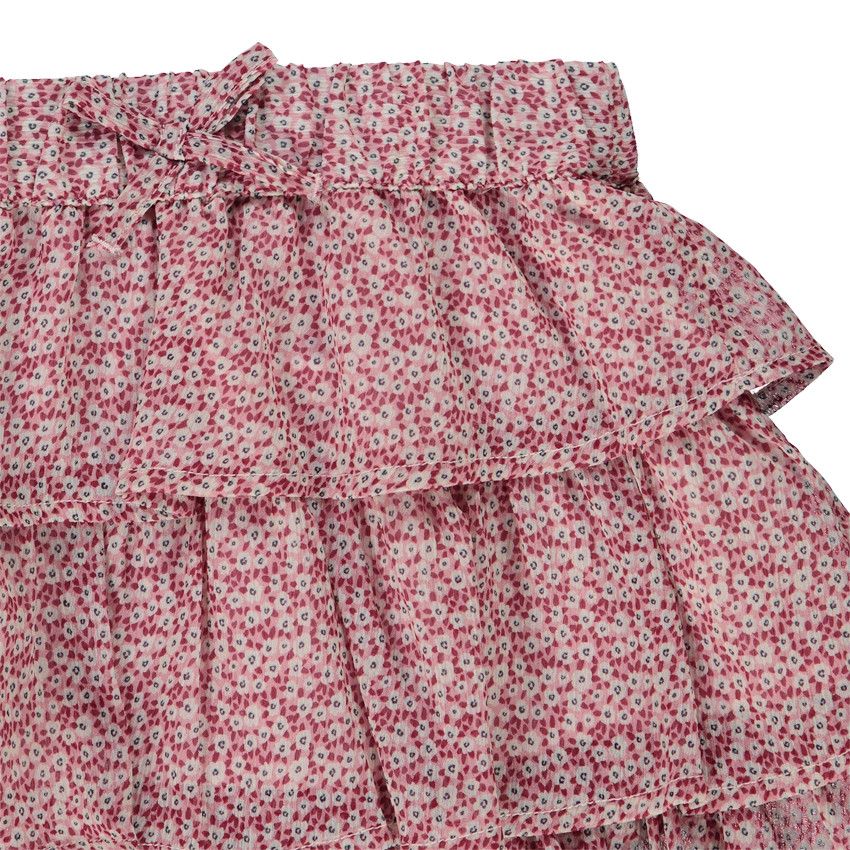 Jupe courte volantée imprimé fantaisie pour fille - Rose