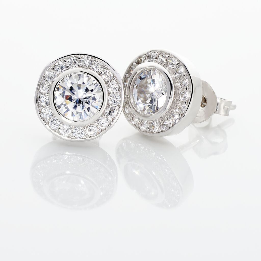 Boucles D'oreilles Puces Marquise Argent Blanc Oxyde De Zirconium