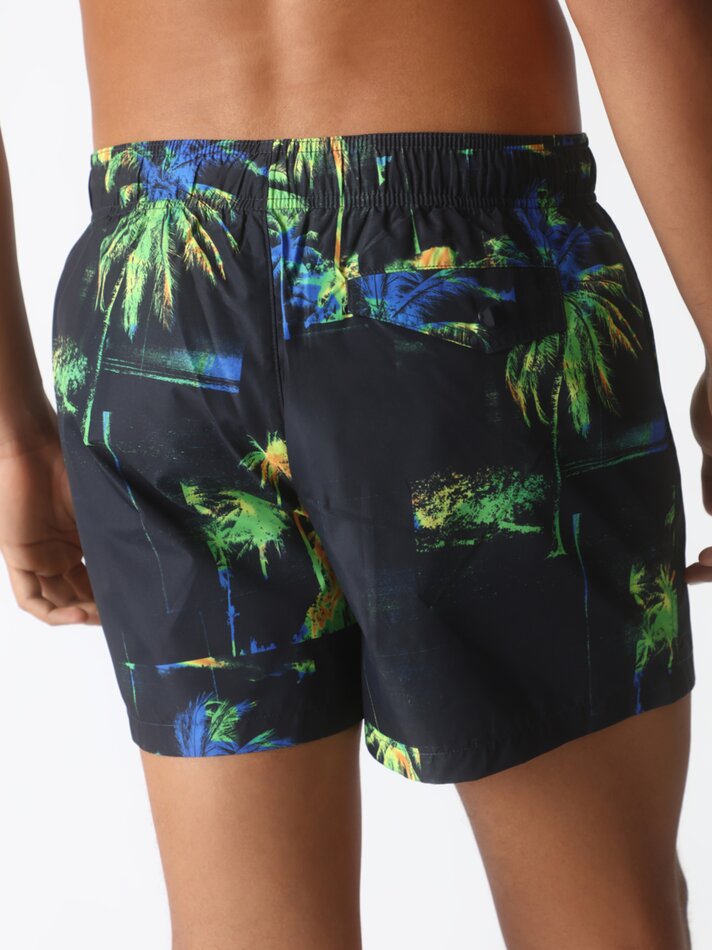 Maiô com estampa floral - Azul Marinho Escuro