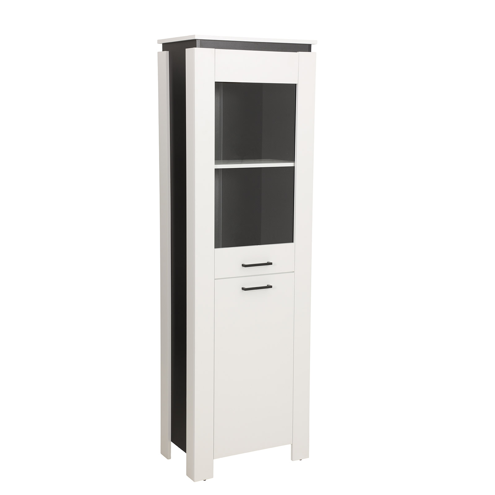 Vitrine - schwarz-weiß - eine Glastür - 190 cm