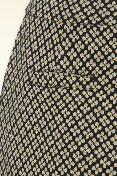 Smashed Lemon Emmy pantalon met wijde pijpen in zand en zwart
