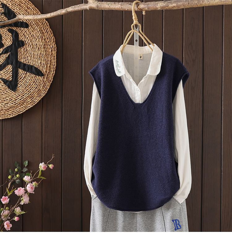 ZIMO - V-hals effen trui-vest