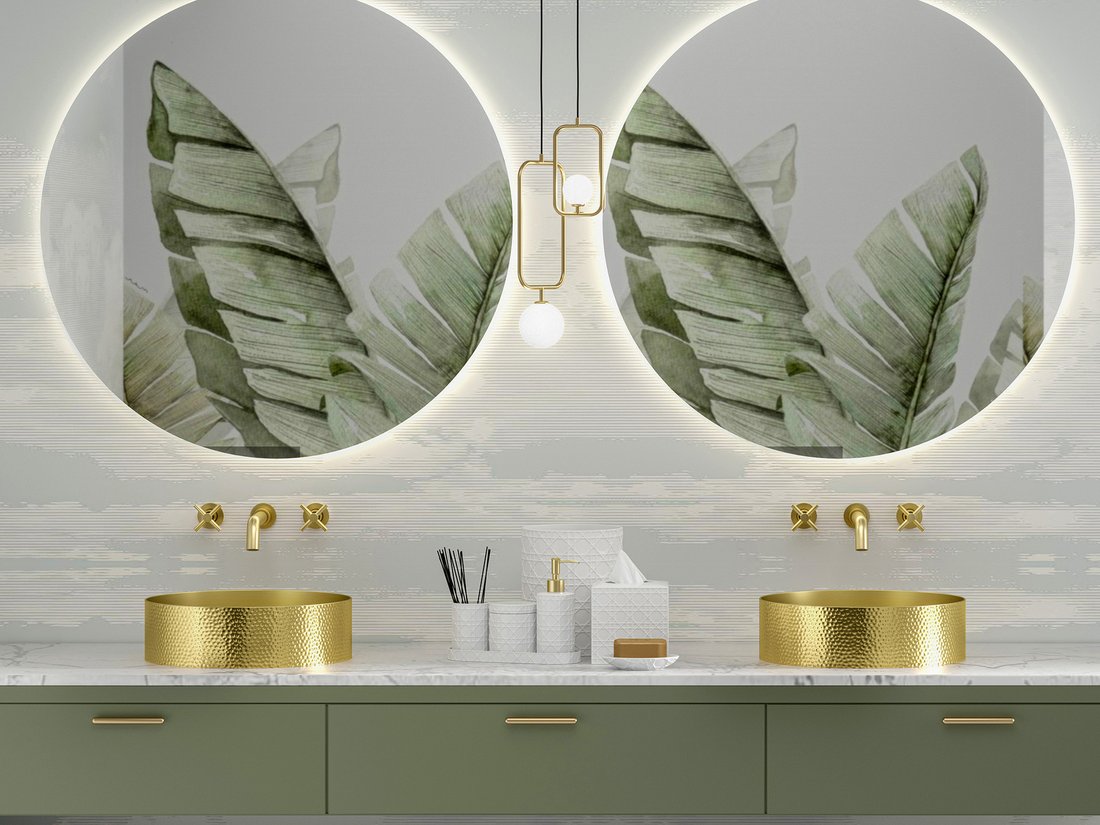 Sapho Aurum waskom rond 38cm goud mat met structuur
