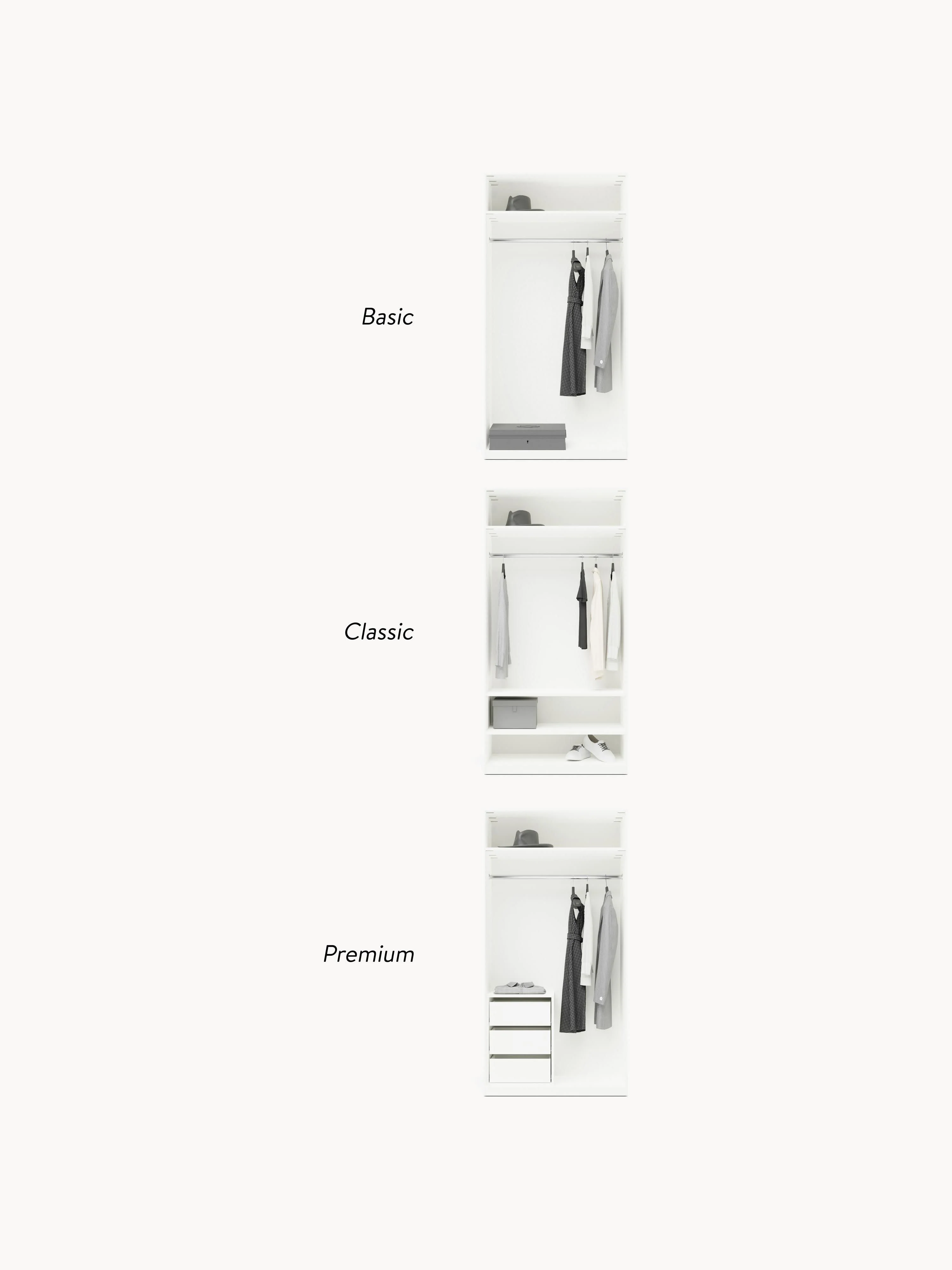 Modulaire draaideurkast Simone, 100 cm breed, diverse varianten