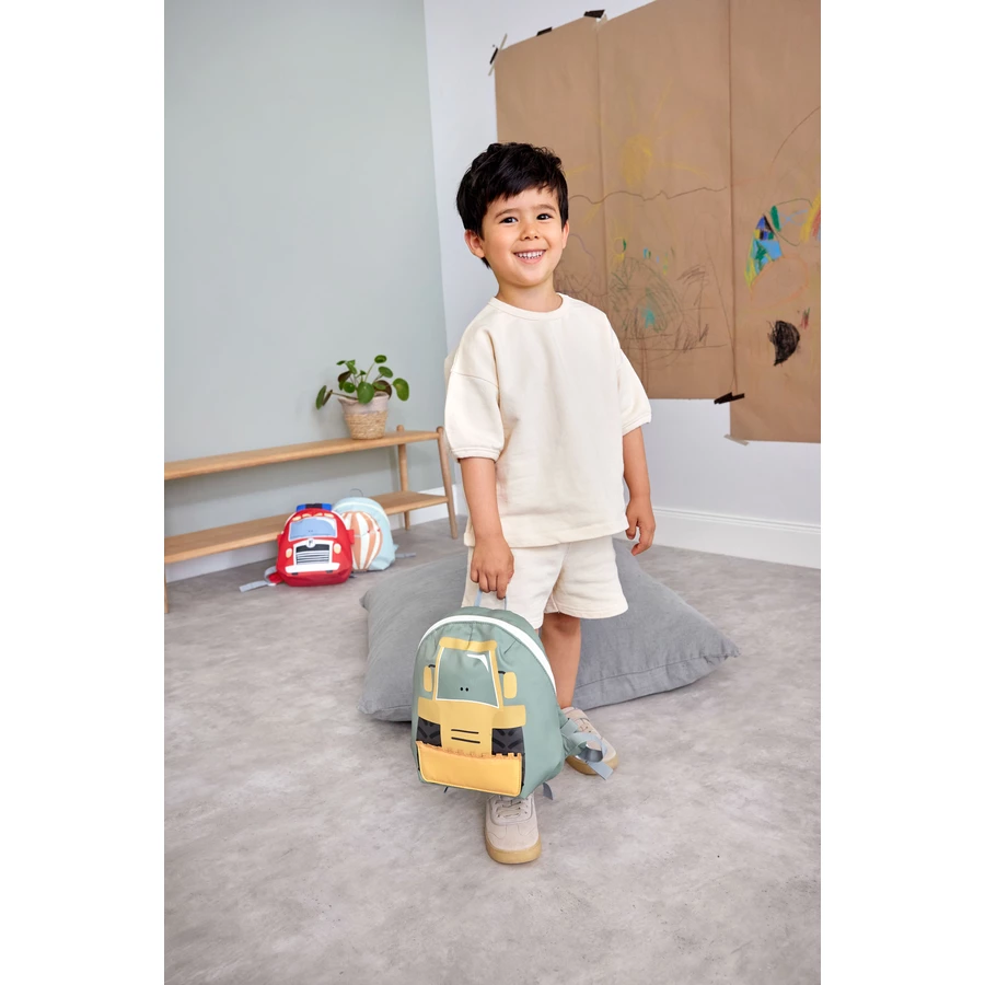LÄSSIG Kindergartenrucksack Tiny Drivers - Bagger, Gelb
