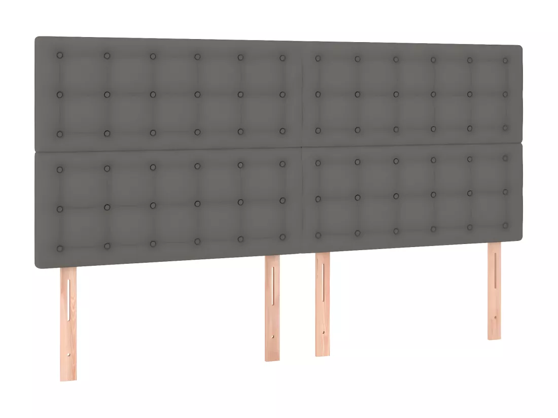 Sommier tapissier et matelas et LED Gris 200x200 cm Similicuir