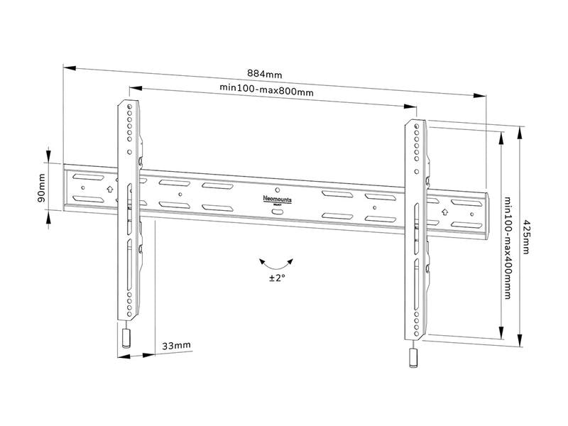 NEOMOUNTS Wandhalterung WL30S-850BL18 Schwarz Stabile Wandhalterung für 43-98