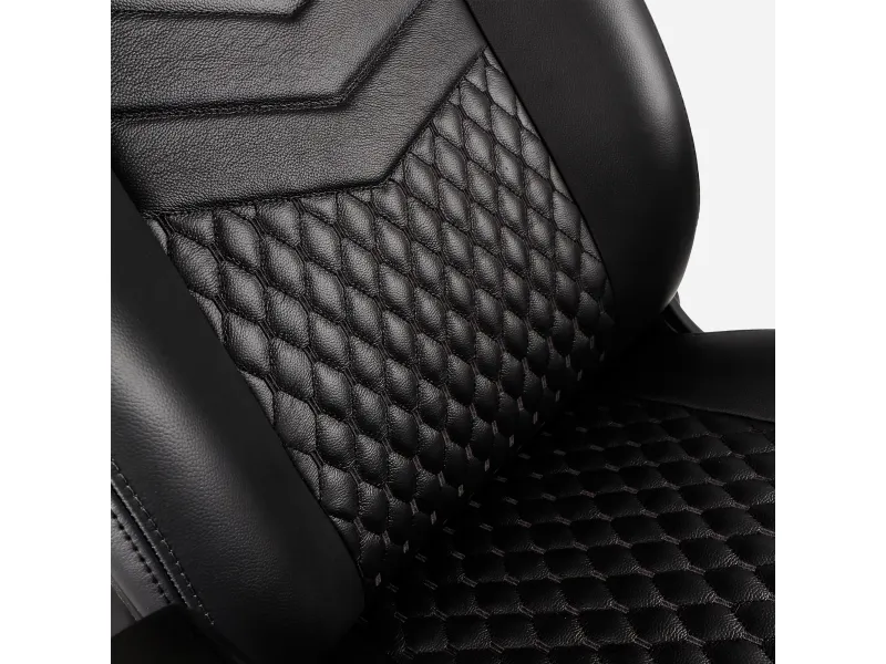 Noblechairs ICON - Stol - armstøtter - T-formet - vippe - drejeled - aluminium, polyurethan, stål, top-narv læder, nylon/polyetylen - sort