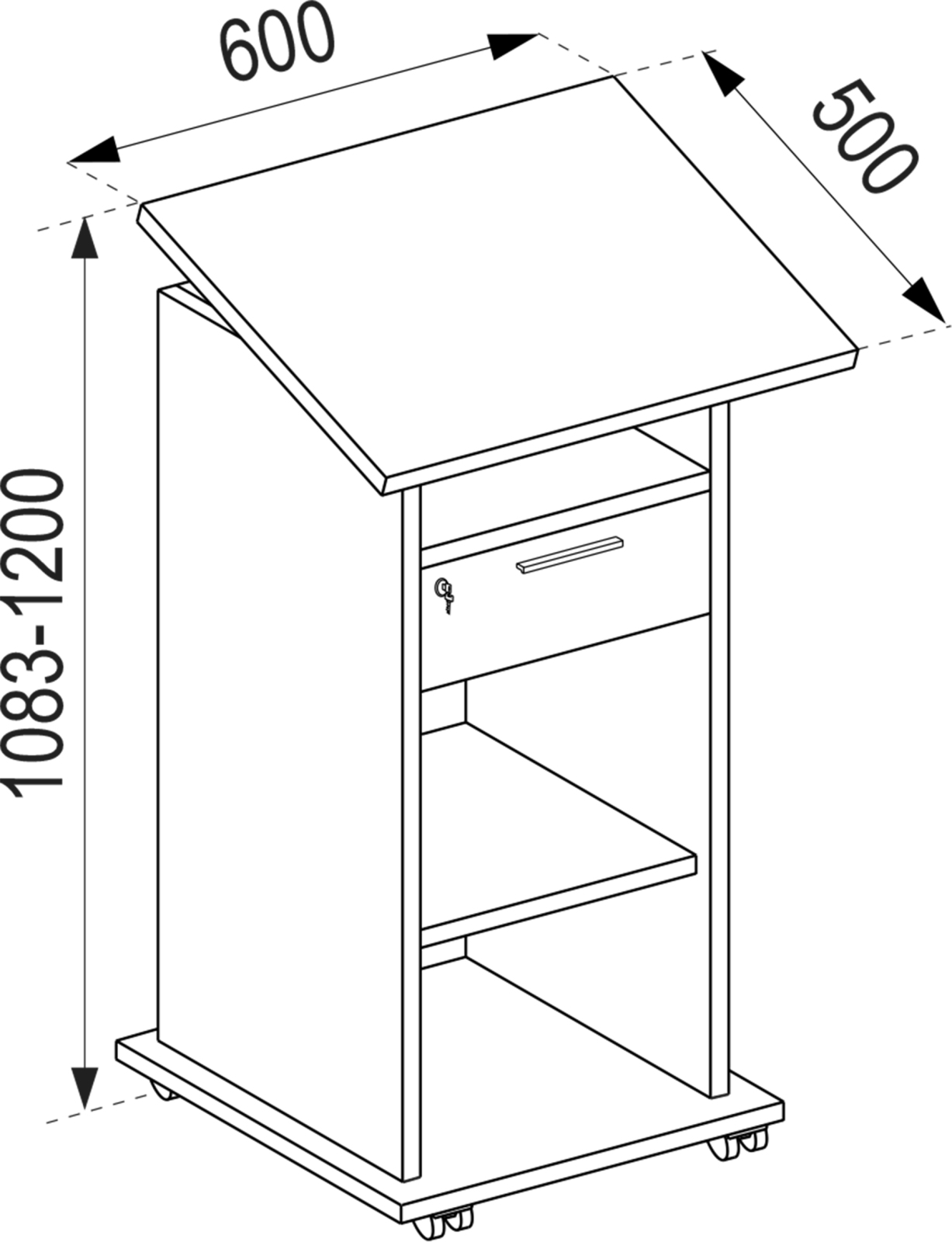 Beamer-Stand NETA - weiß - Honig Eiche - 108,3 cm hoch