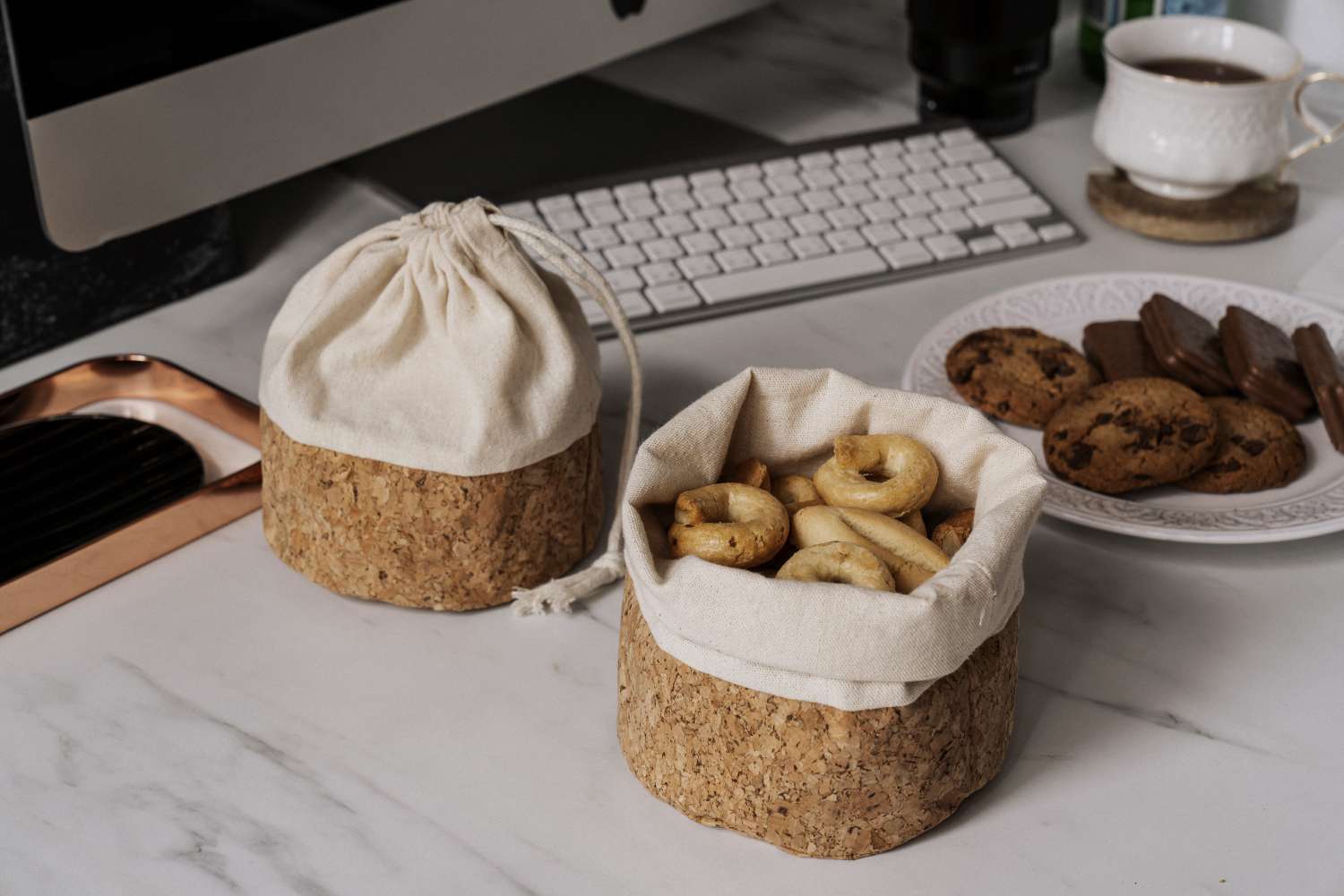 Nuts Innovations Brotsack Früchtekorb Kork mit Kordel Medium