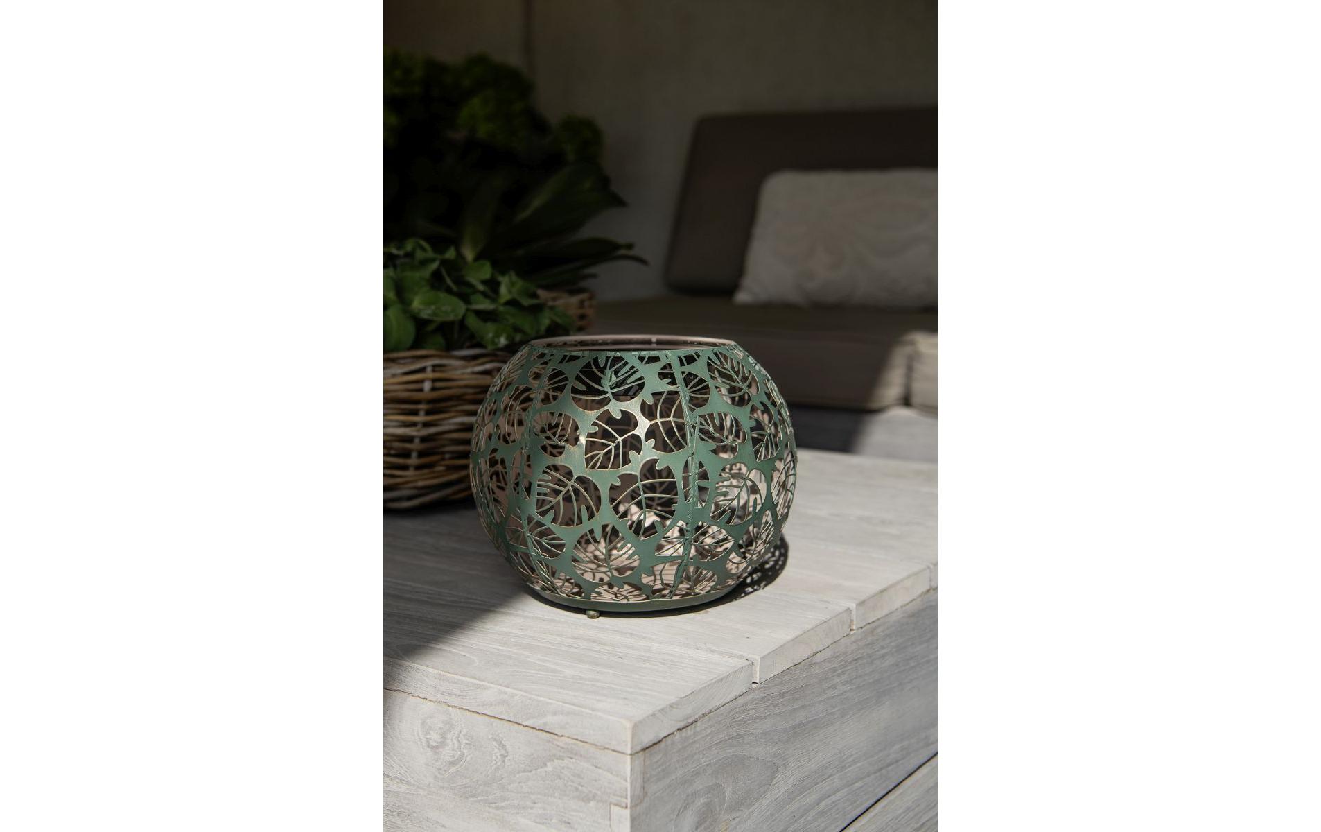 Windlicht Solar Antic Globe Monstera Ø 22 cm, DunkelgrünSolarleuchte zum Aufstellen