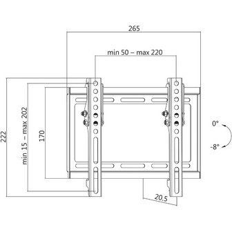 Support mural pour TV, inclinable, pour 58,42 -