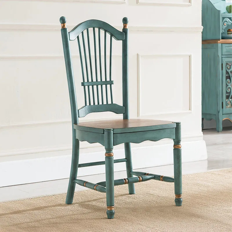 Conjunto de mesa e cadeiras de jantar em madeira maciça, estilo europeu mediterrâneo - 1,8 m