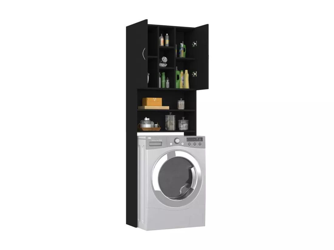 Meuble pour machine à laver Noir 64x25,5x190 cm