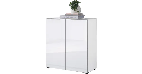 Kommode Santo, Spanplatte Glas weiss, 90 x 99 x 40 cm