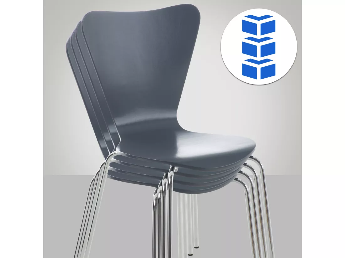 Lot de 16 Chaise de conférence - Bois & Nature - Gris - Calisto