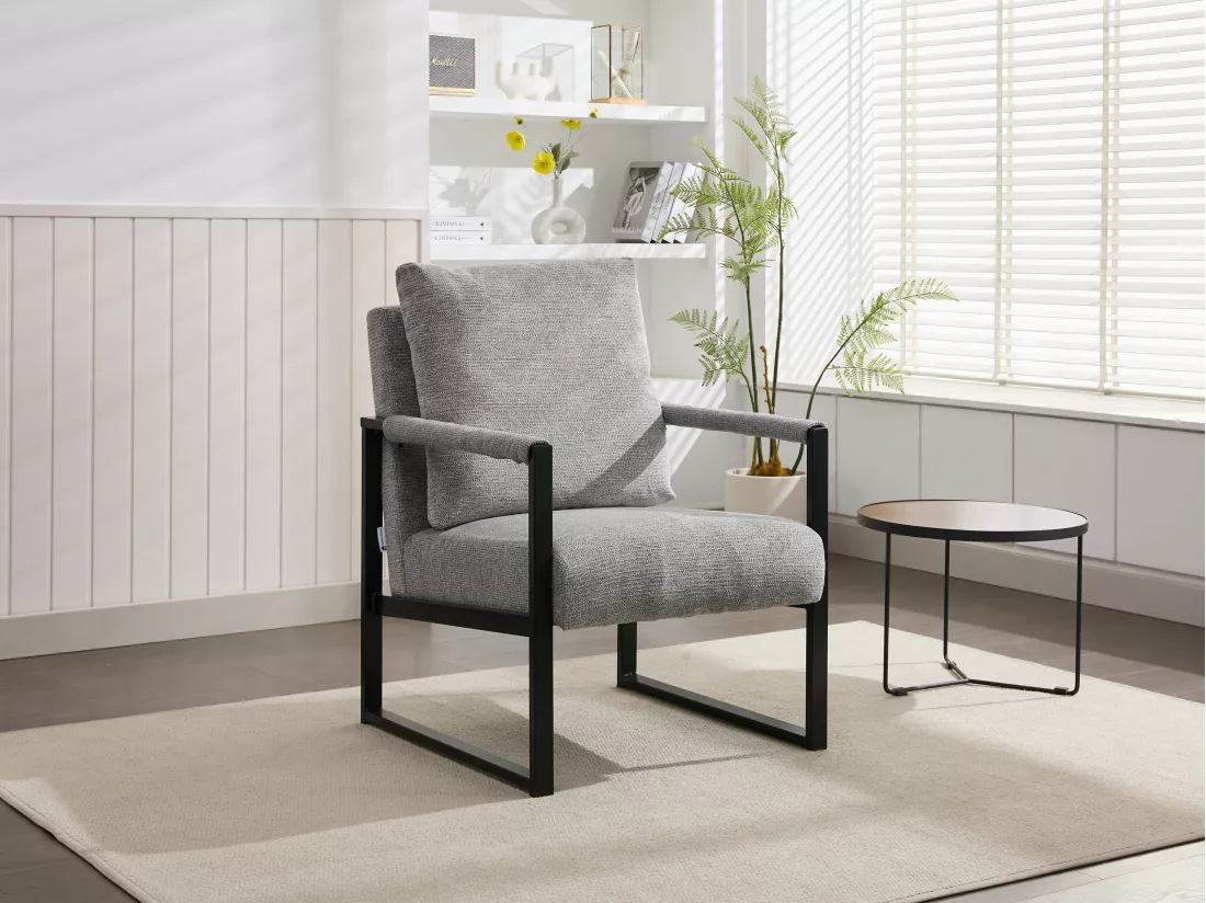 Fauteuil en tissu texturé gris ISPORI