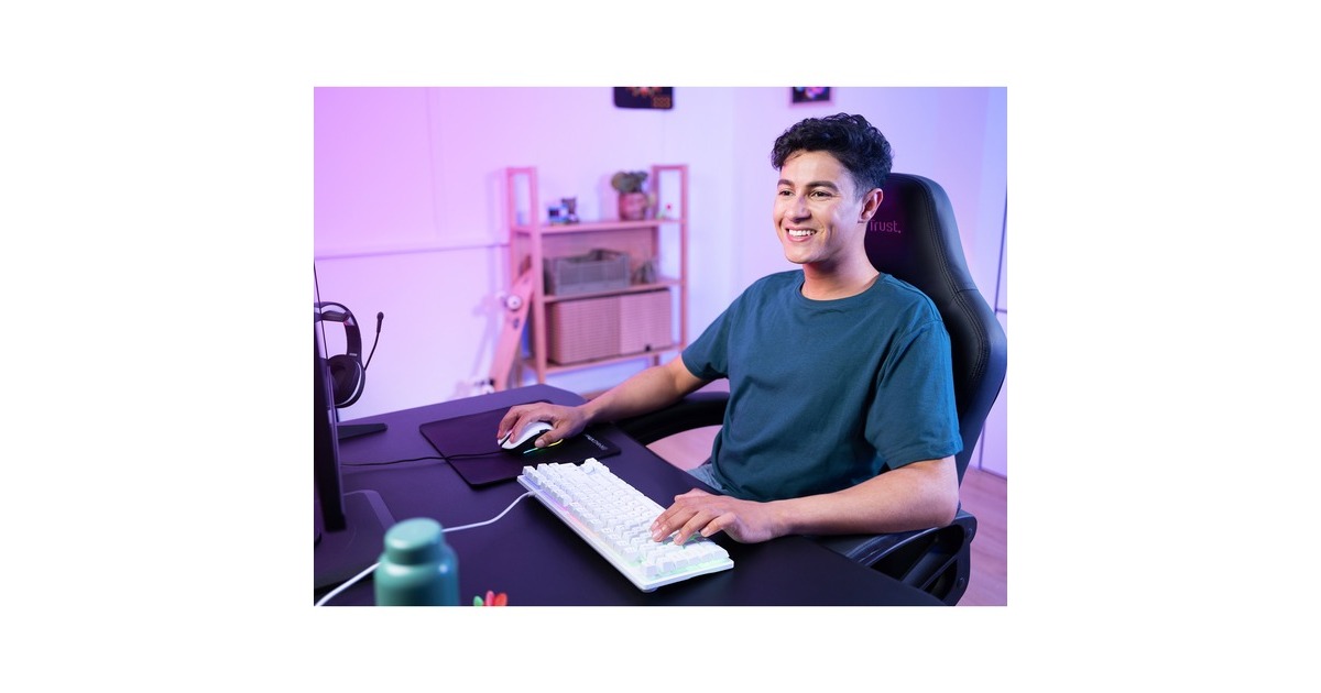 TrustGXT 833W Thado, gaming toetsenbord  (Wit, US lay-out, Membraan, TKL, RGB)