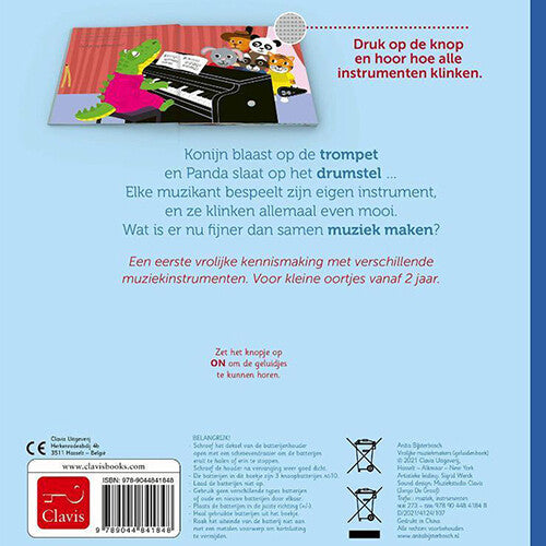 Uitgeverij clavis geluidenboek vrolijke muziekmakers