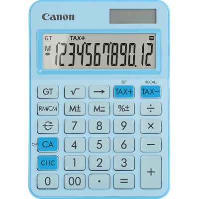 Calculatrice de bureau Canon LS-125KB - 12 chiffres - alimentation batterie et solaire - bleu clair