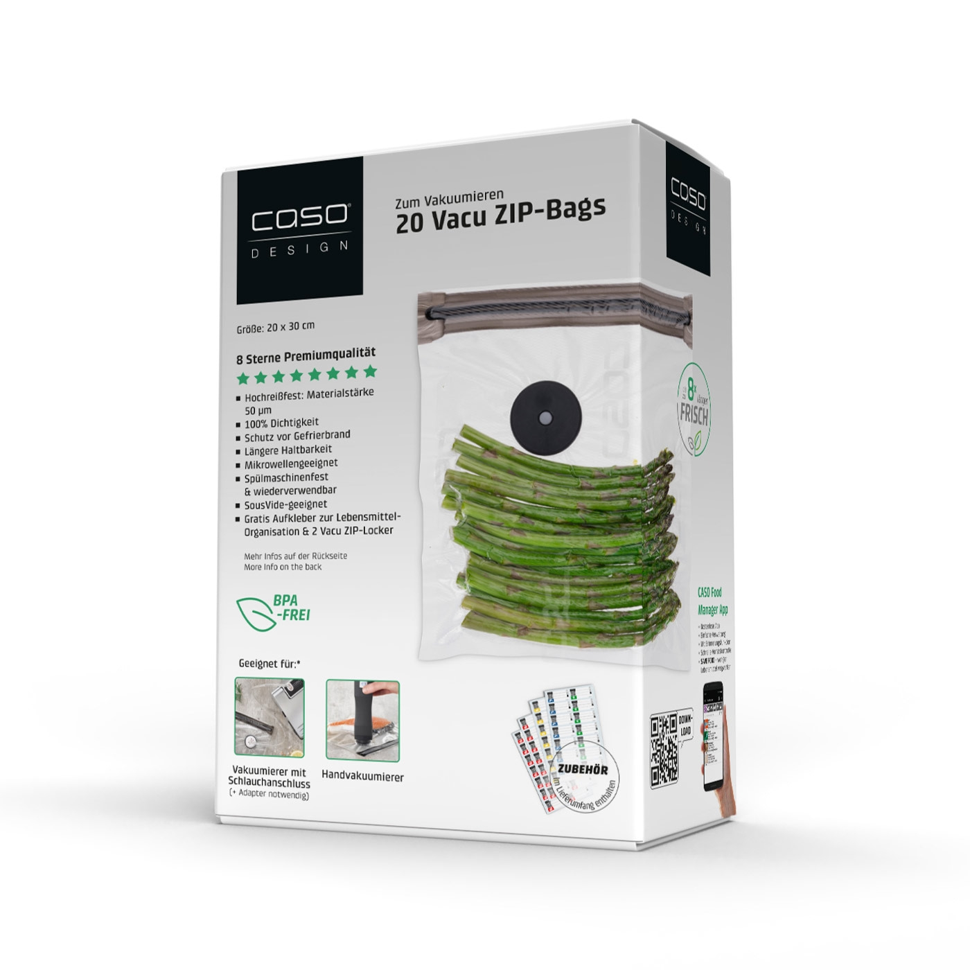 Vacu ZIP-Bags 20x23 cm, 20 Stück, 150 μm