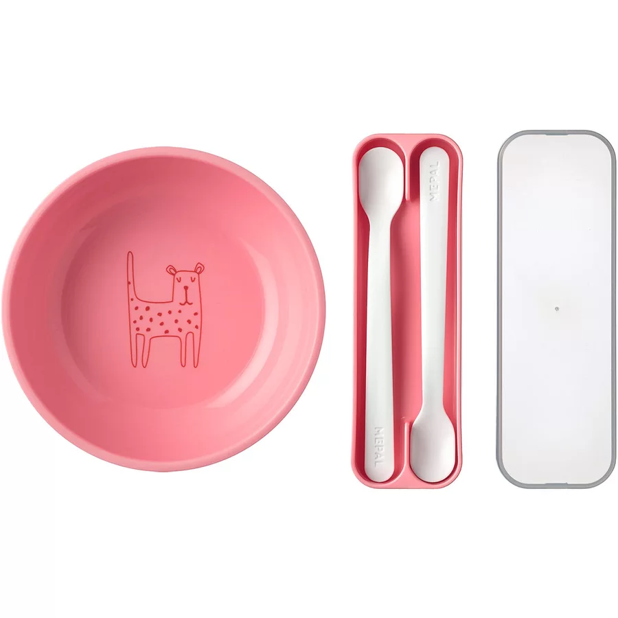 Mepal Kinderschale mit Fütterlöffel Mio 3er Set pink