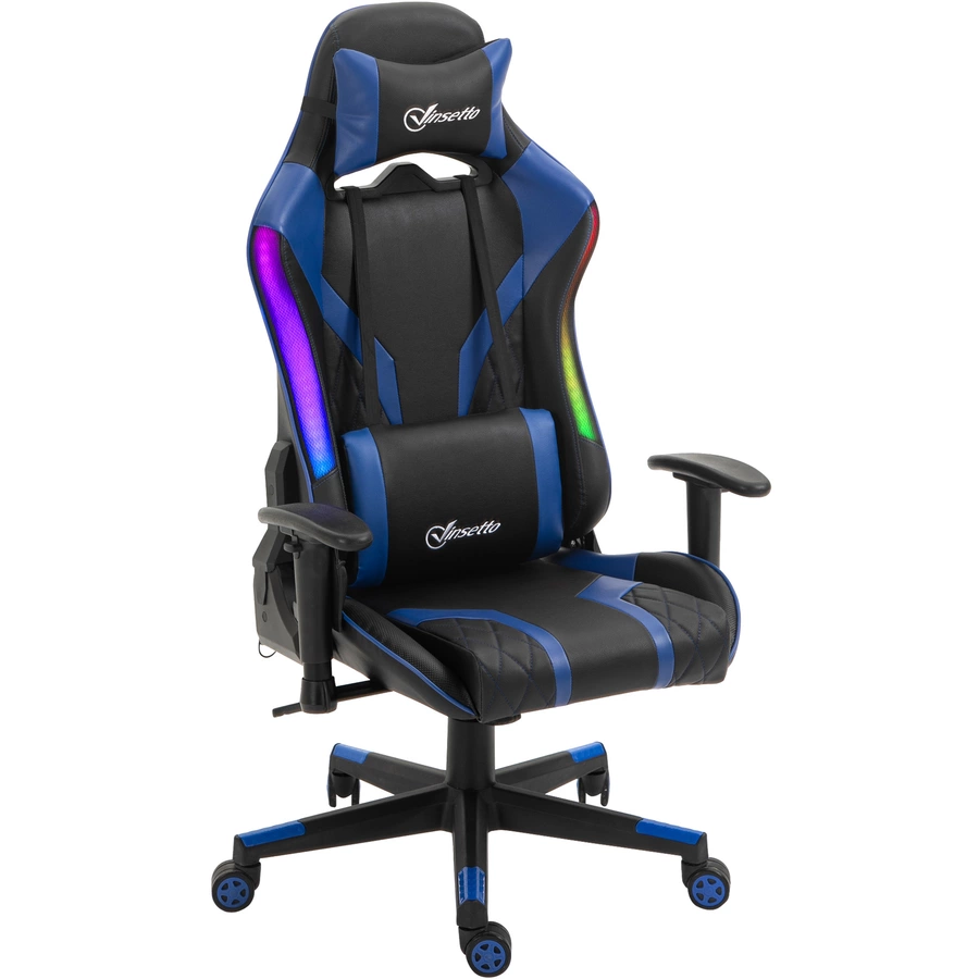 Vinsetto Gaming Stuhl mit LED-Beleuchtung schwarz, blau