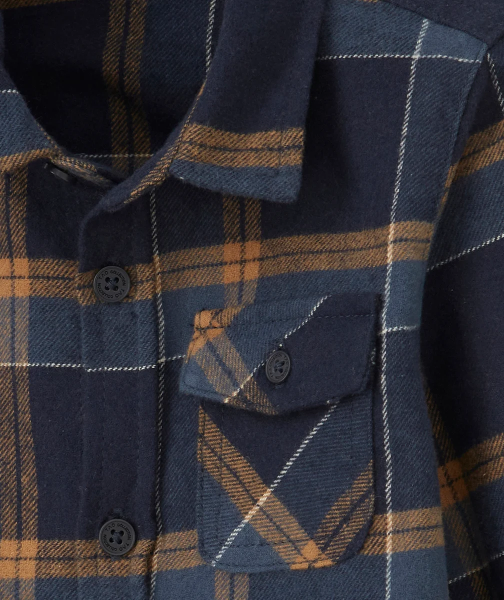 CHEMISE VELOURS À CARREAUX BLEUE ET MARRON BÉBÉ GARÇON