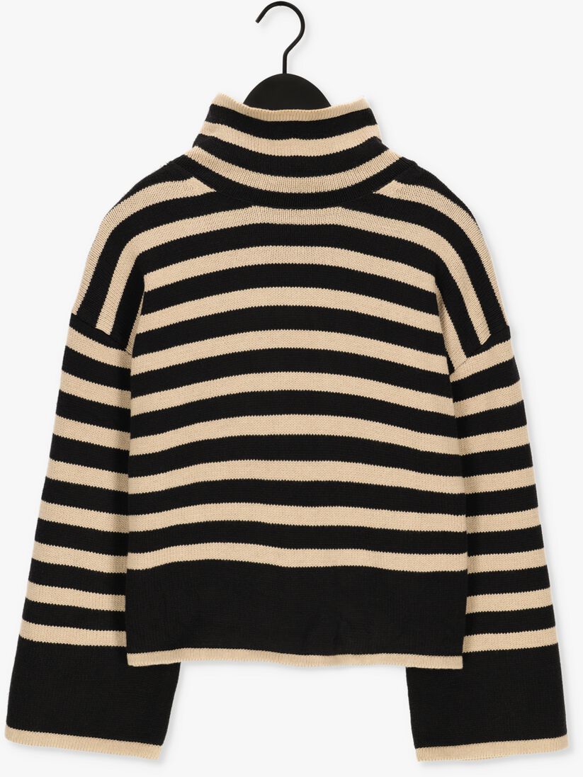 MY ESSENTIAL WARDROBE zwarte my essential wardrobe coltrui sila striped knit rollneck
