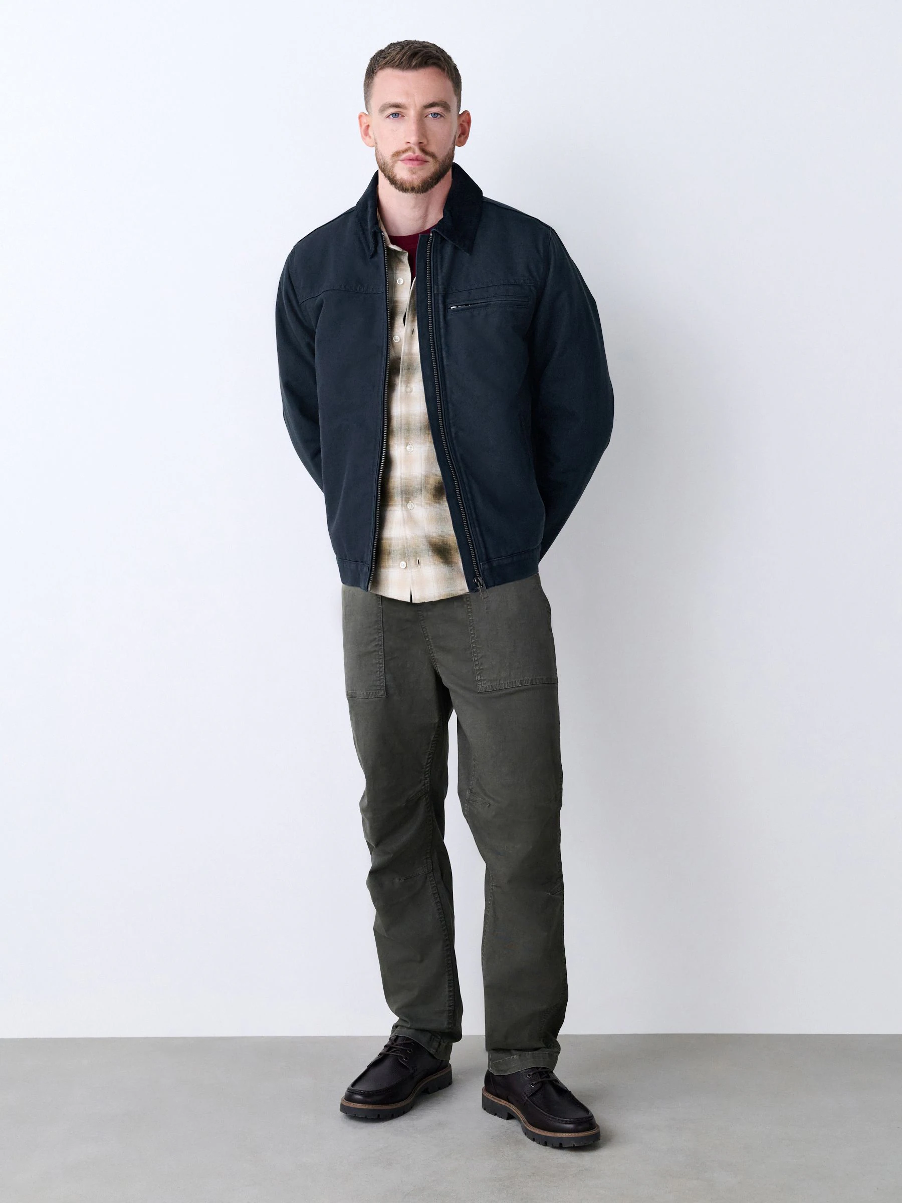 Blauw - Canvas Borg Lined Jacket