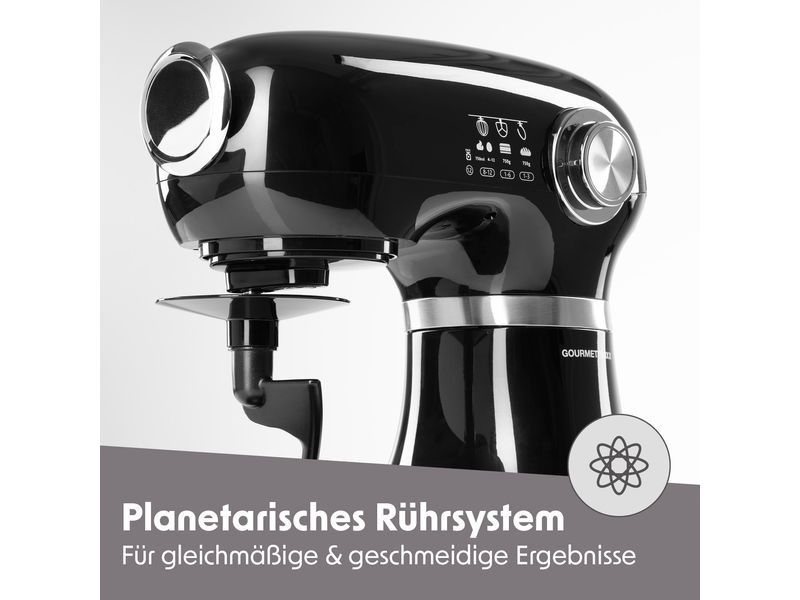 GOURMETmaxx Küchenmaschine Schwarz Küchengerät mit Rührschüssel und Zubehör